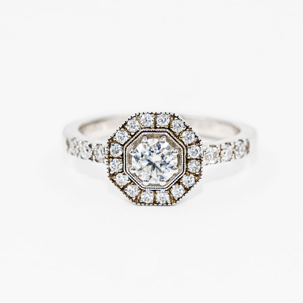 Anillo Diamante y Halo Octagonal LAB