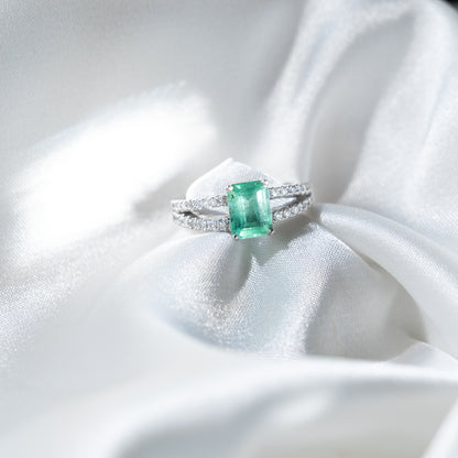Anillo Esmeralda y Doble Argolla Diamantes