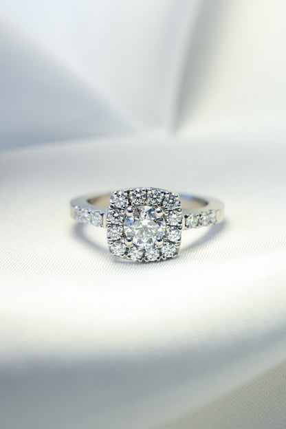 Anillo Halo Cojin