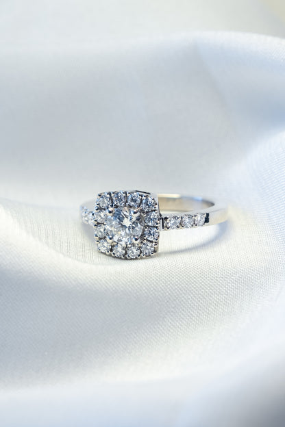Anillo Halo Cojin