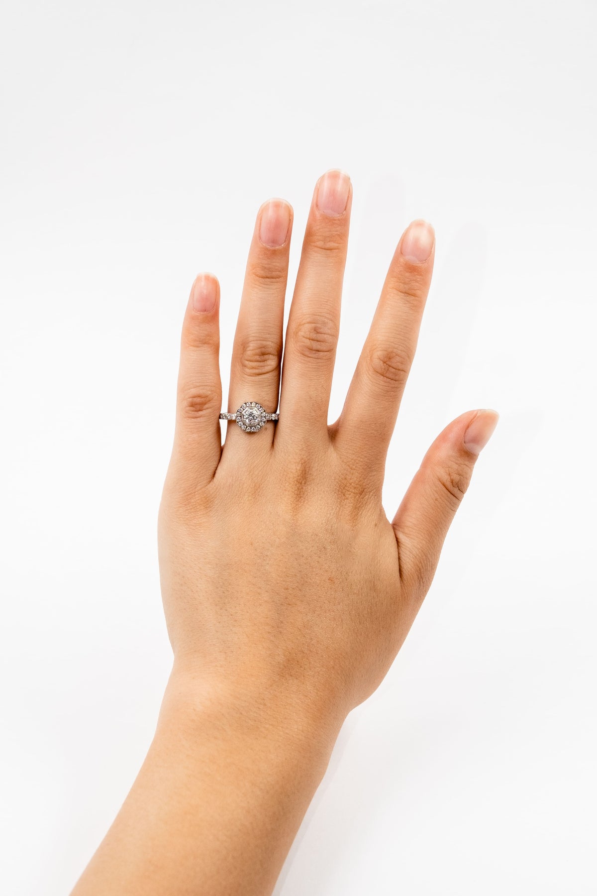 Anillo Diamante y Halo Octagonal LAB