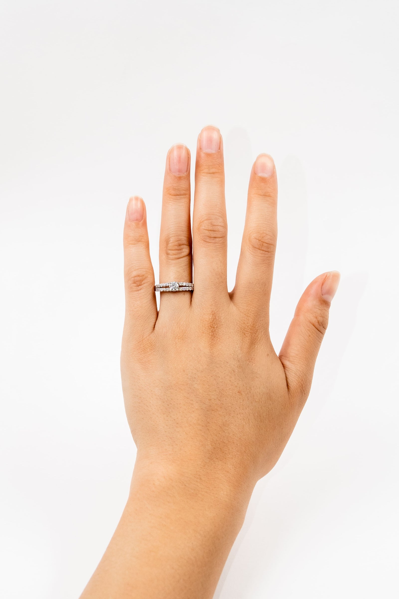 Solitario Diamante y Brillo en doble argolla