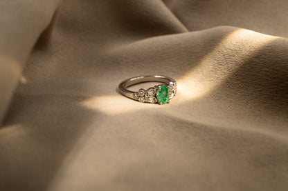 Anillo Esmeralda y Petalos