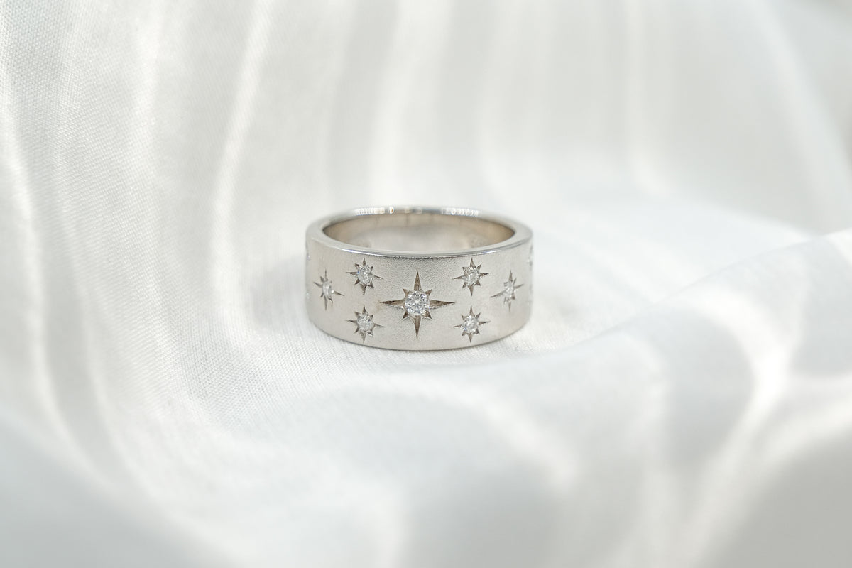 Anillo Brillo de Estrellas Moissanita