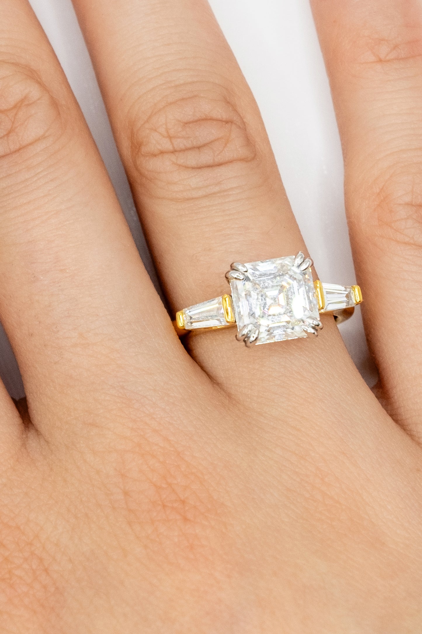 Anillo Tricillo Assher y Baguette