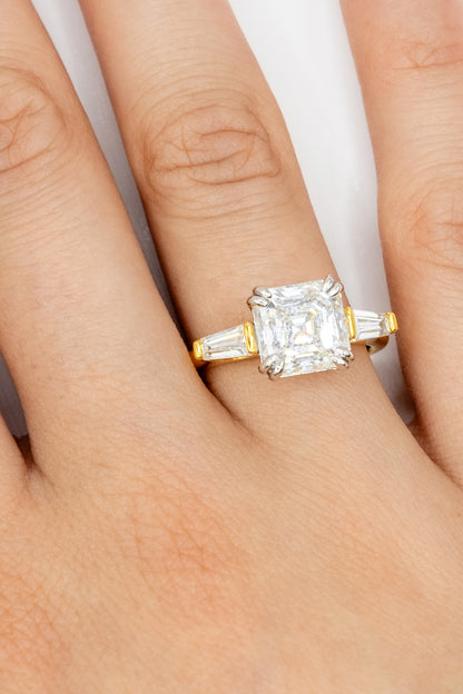 Anillo Tricillo Assher y Baguette