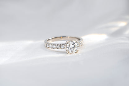 Anillo Diamante y Argolla Pave