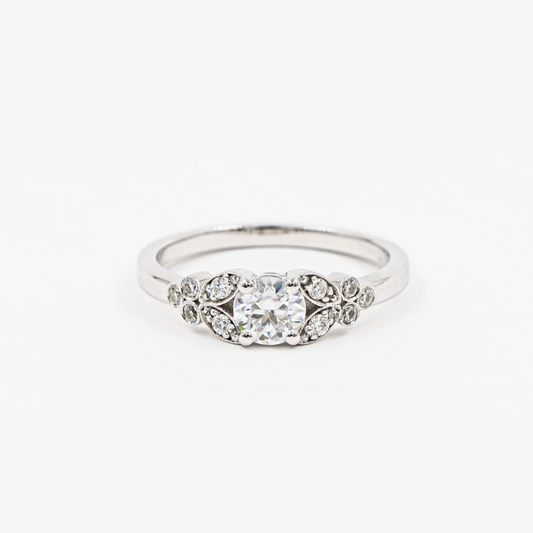 Anillo Floral Diamante Lab