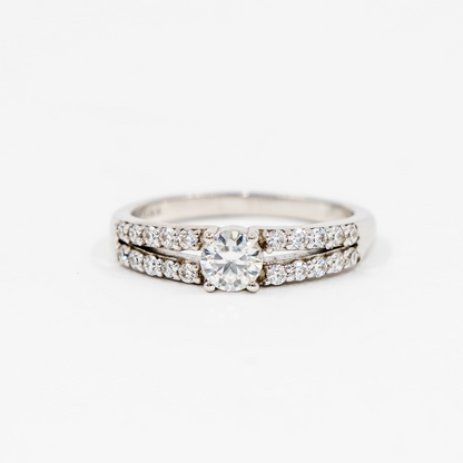 Solitario Diamante y Brillo en doble argolla