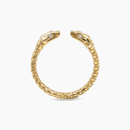 Anillo Cleopatra en oro 18 kt amarillo con diamantes, fondo blanco