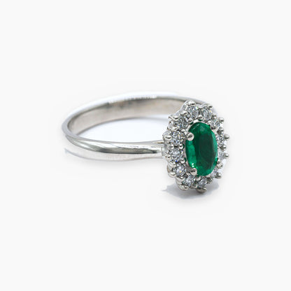 Anillo roseta esmeralda - vista lateral