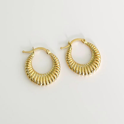 Aretes Argolla Esencial Texturizada · Oro 14k