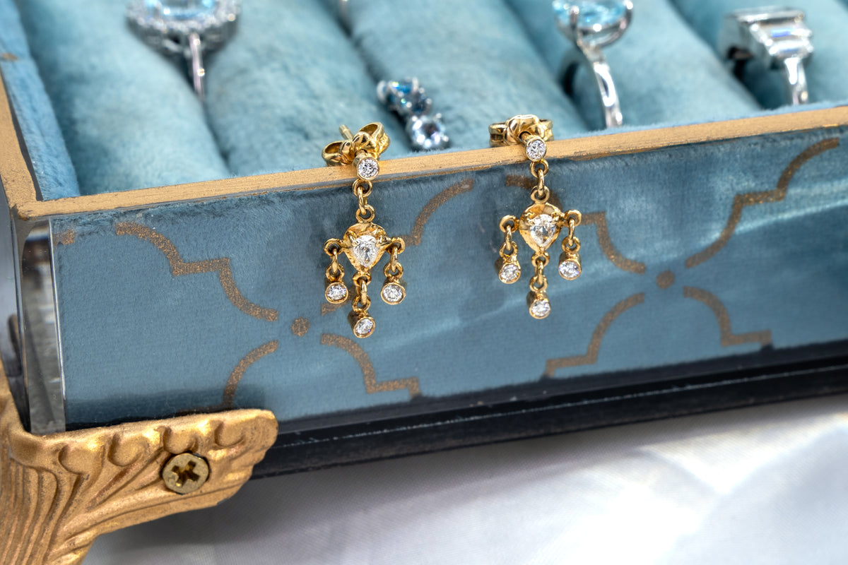 Aretes Candelabros Diamante en estuche TIARA