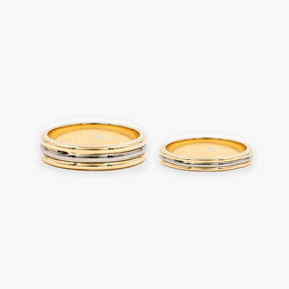 Argolla Bicolor Ondeada - par de argollas hombre y mujer TIARA
