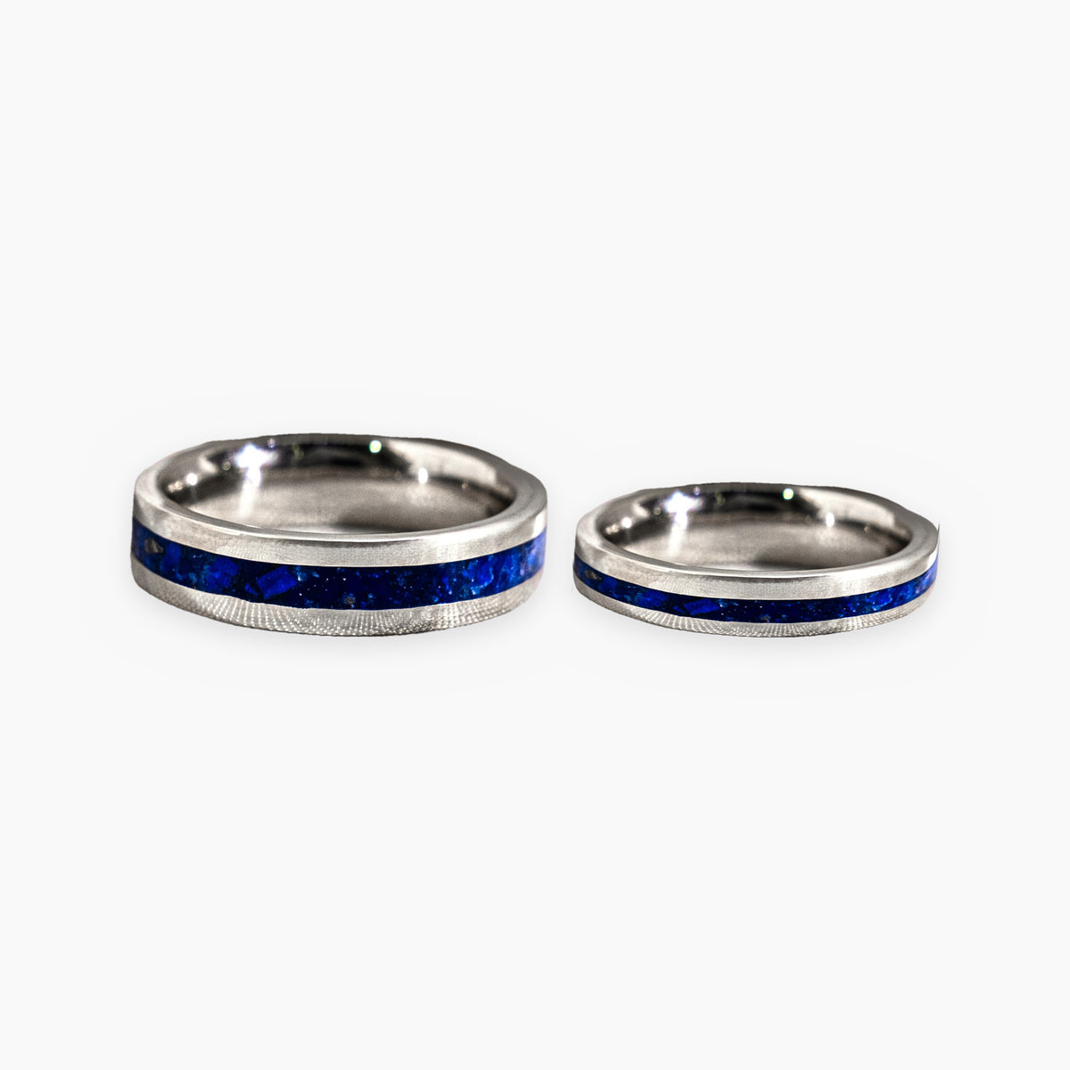 Argolla Maciza Lapislázuli y Platino - par de argollas hombre y mujer TIARA