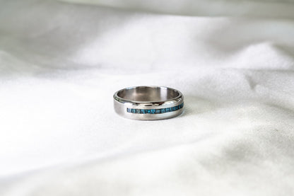 Argolla Platino y Diamantes Azules