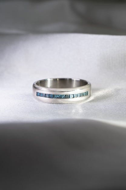 Argolla Platino y Diamantes Azules - foto 3
