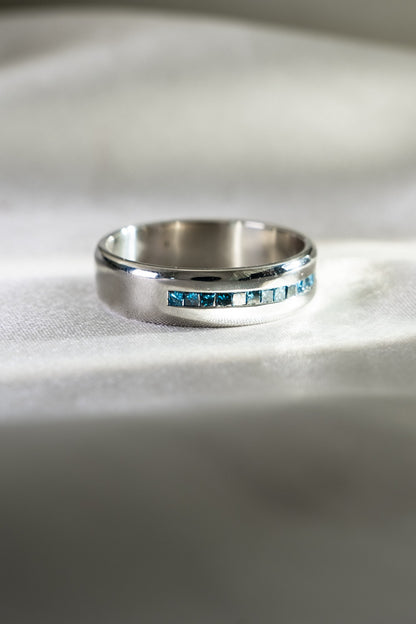 Argolla Platino y Diamantes Azules - foto 4