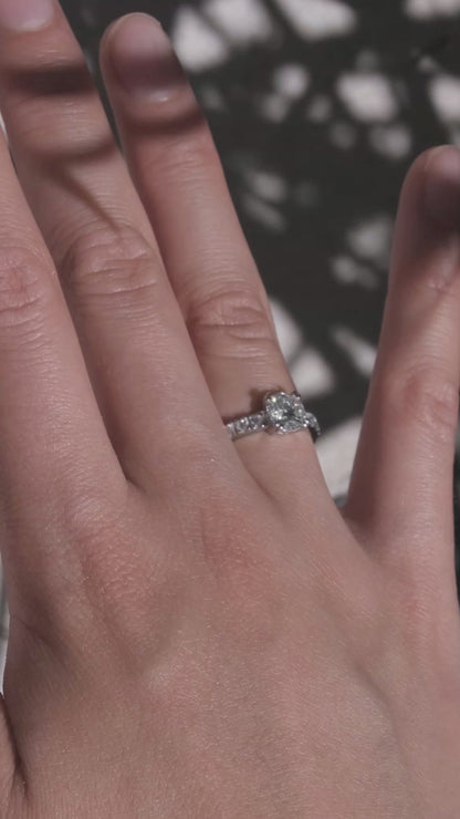 Anillo Diamante y Argolla Pave