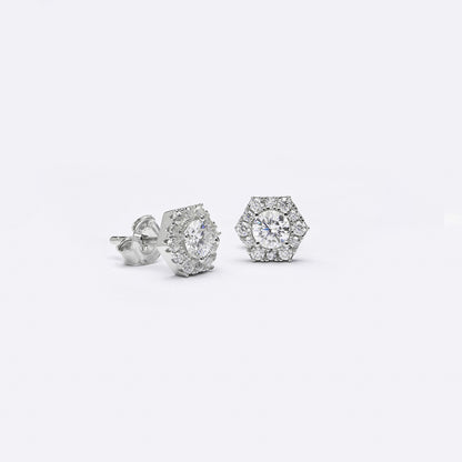 Aros Moissanita en Halo Hexagonal