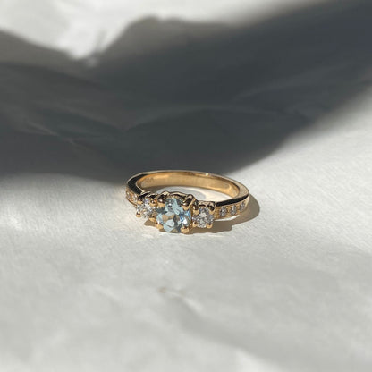 Anillo Tricillo Aguamarina
