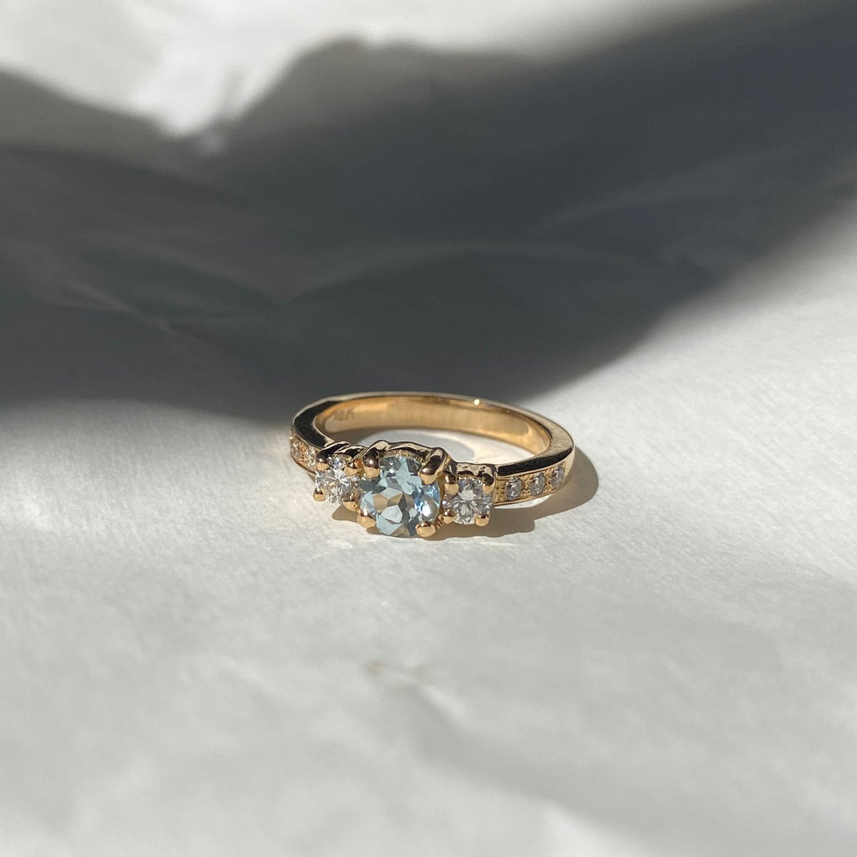 Anillo Tricillo Aguamarina